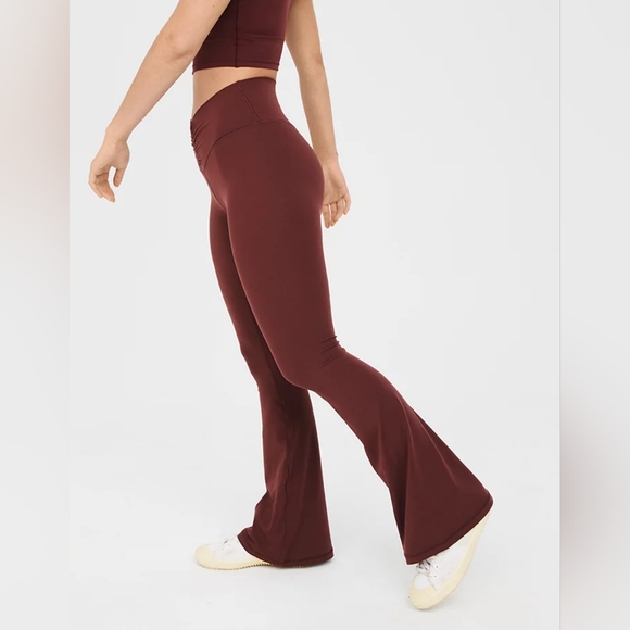 aerie Pants - OFFLINE By Aerie Real Me High Waisted Rise Ruched Flare Leggings New NWT Size XS